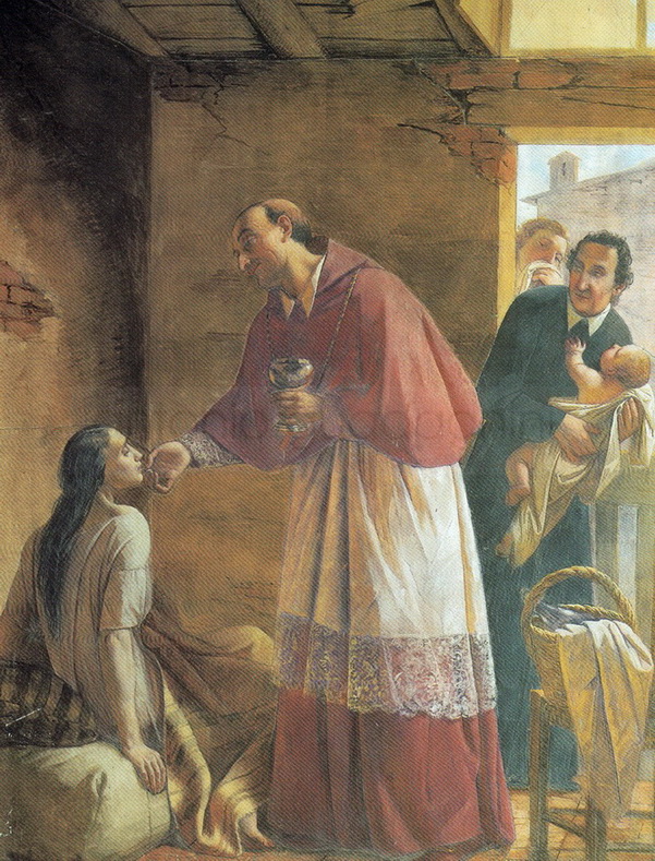 San Carlo Borromeo comunica gli appestati - 1854 - affresco - Chiesa di Santa Maria Assunta - Rovato (BS)